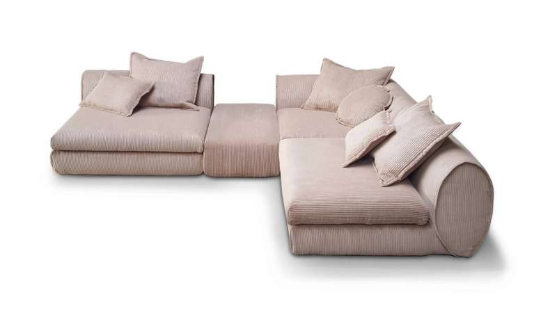 yoko-home Sofa COCOON - 2 Elemente,1 Eckelement und Hocker mit 6 Kissen