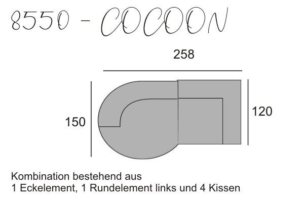 Rundelement und Eckelement mit Kissen