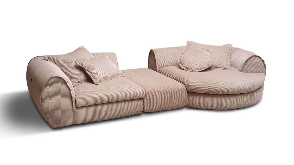 yoko-home Sofa COCOON - Eckelement, Hocker und Rundelement rechts mit 4 Kissen